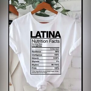 Funny Latina Nutrition Facts Short Sleeve Tee Relaxed Crew Neck